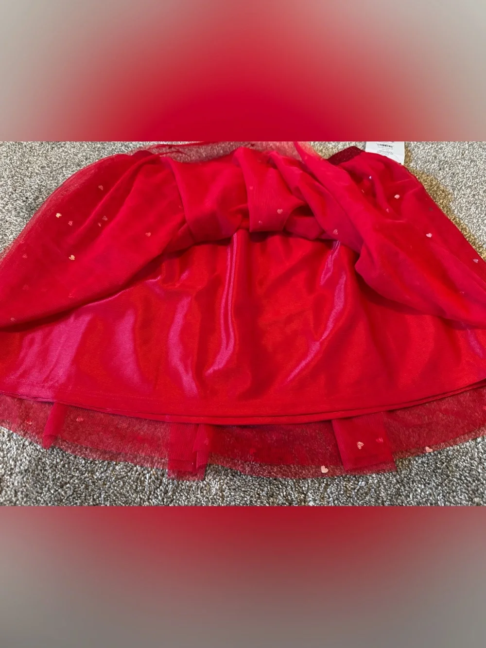 Celebrate Valentine’s Day Red cupcake skirt Girls XXL (18) Metallic hearts
